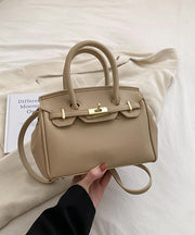 Chic White Solid Durable Faux Leather Tote Handbag