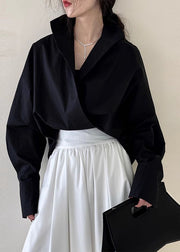 Chic White Stand Collar Solid Shirts Spring