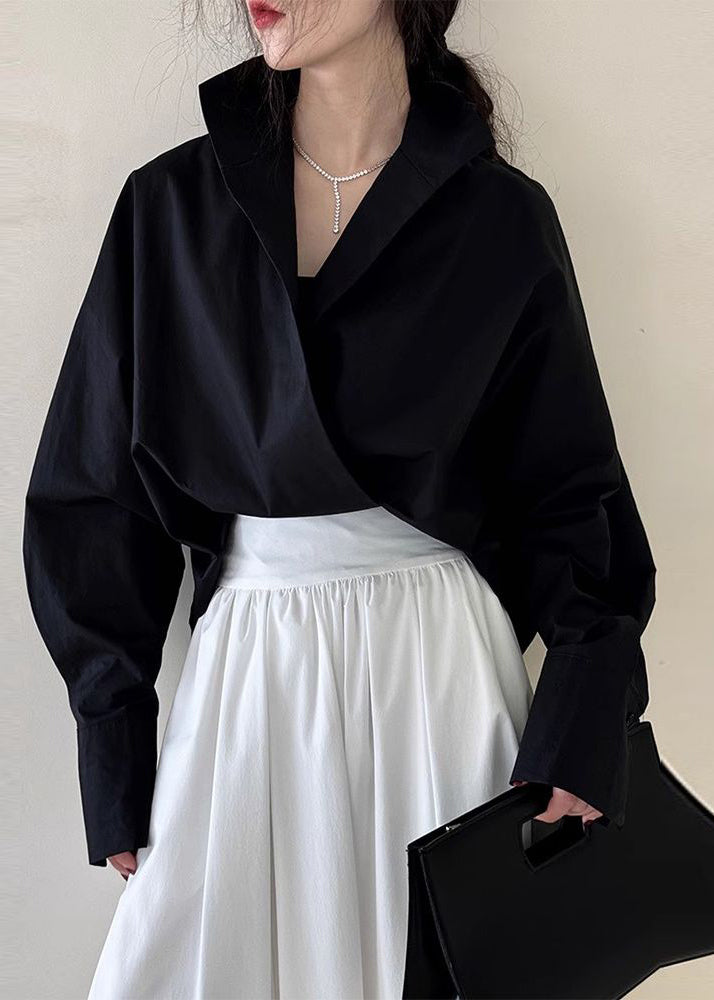 Chic White Stand Collar Solid Shirts Spring