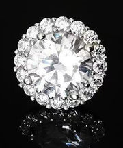 Chic White Sterling Silver Zircon Men Stud Earrings