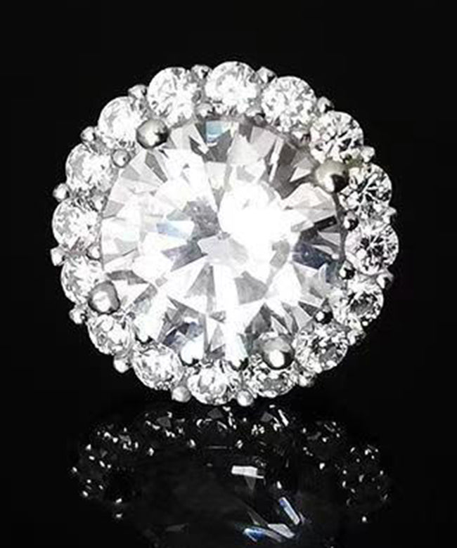 Chic White Sterling Silver Zircon Men Stud Earrings