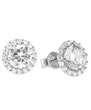 Chic White Sterling Silver Zircon Men Stud Earrings