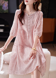 Chic Yellow Sequins Embroidered Patchwork Cotton Dress Summer