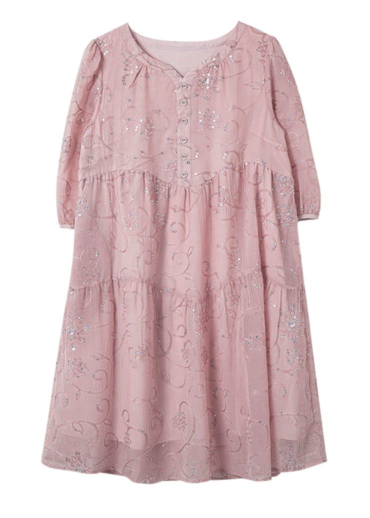 Chic Yellow Sequins Embroidered Patchwork Cotton Dress Summer