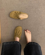 Chic Yellow Suede Wrinkled Splicing Slide Sandals