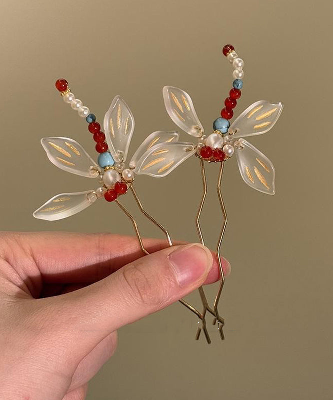 Chinese Style Alloy Turquoise Dragonfly U-Shaped Hairpin