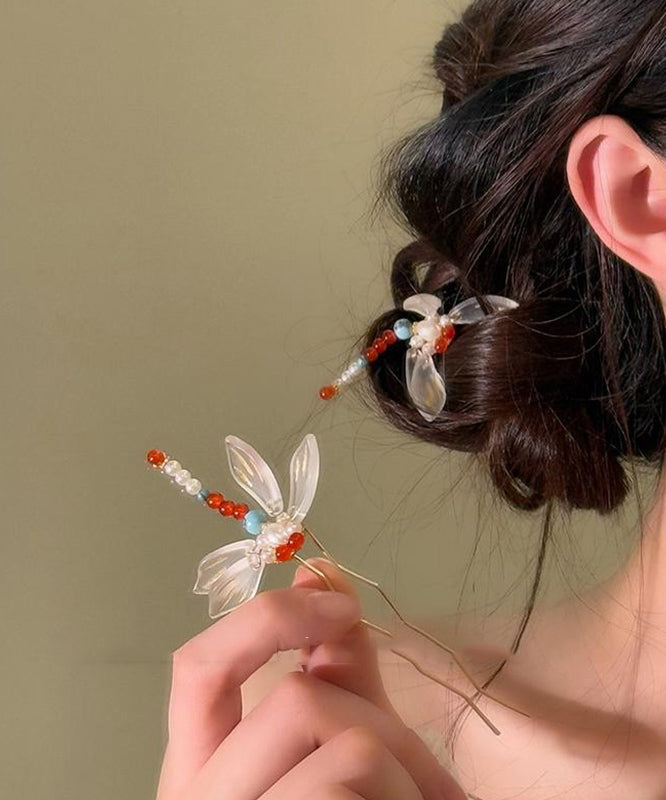 Chinese Style Alloy Turquoise Dragonfly U-Shaped Hairpin