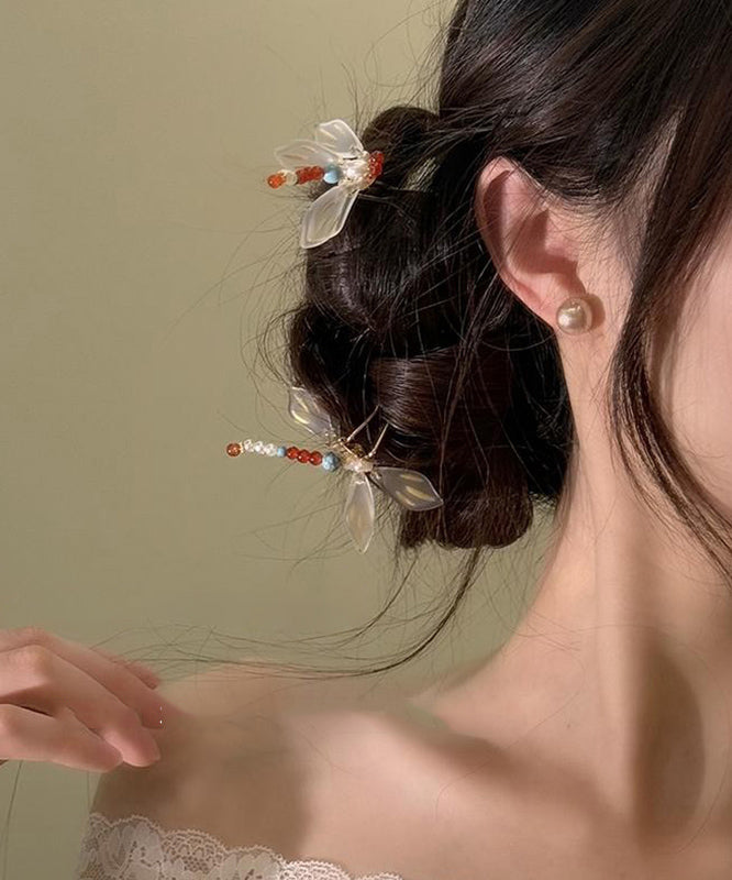 Chinese Style Alloy Turquoise Dragonfly U-Shaped Hairpin