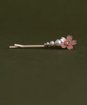 Chinese Style Alloy Zircon Pearl Resin Floral Hairpin Two-Piece Set
