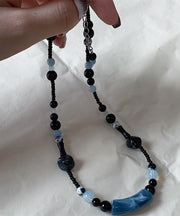 Chinese Style Black Alloy Beading Gratuated Bead Necklace