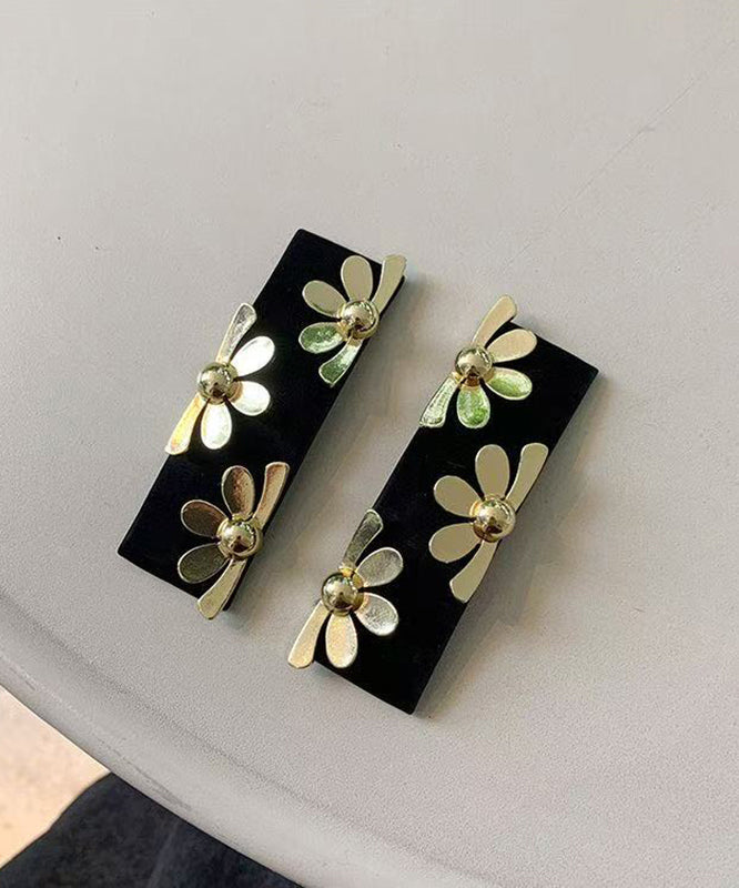 Chinese Style Black Metal Floral Hairpin