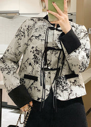 Chinese Style Black O-Neck Button Cotton Coat Spring