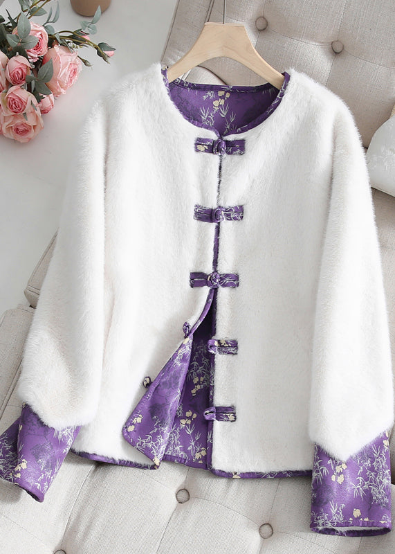 Chinese Style Black Wear On Both Sides Faux Mink Hair Jacket Winter