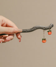 Chinese Style Black Wooden Persimmons Tassel Hairpin