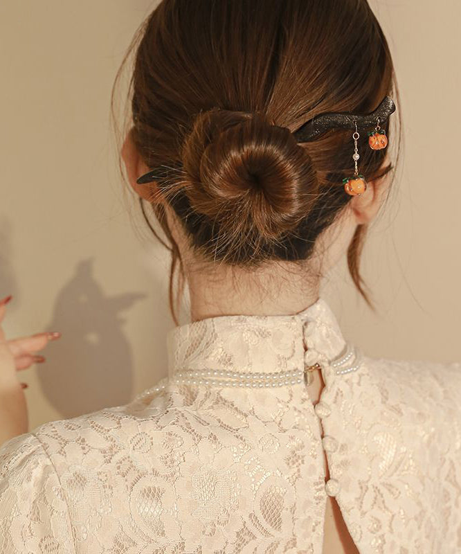 Chinese Style Black Wooden Persimmons Tassel Hairpin