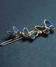 Chinese Style Blue Alloy Butterfly Hairpin