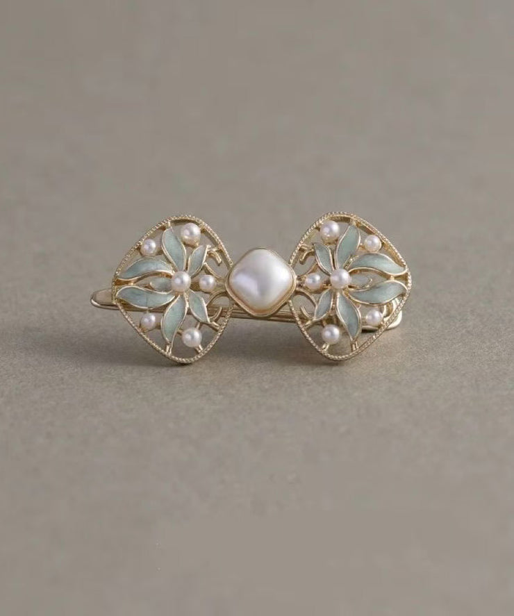 Chinese Style Blue Alloy Pearl Hollow Out Hairpin