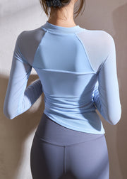 Chinese Style Blue Button Yoga Wrap Top Spring
