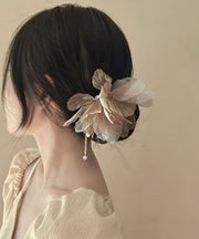 Chinese Style Champagne Alloy Chiffon Pearl Tassel Hairpin