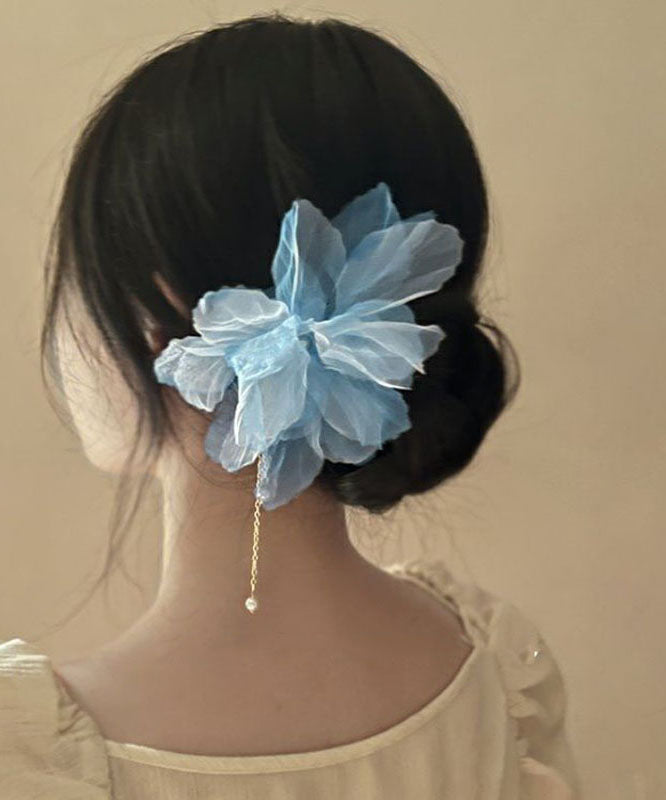 Chinese Style Champagne Alloy Chiffon Pearl Tassel Hairpin