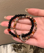 Chinese Style Copper Overgild Glass Ping Buckle Beading Bracelet
