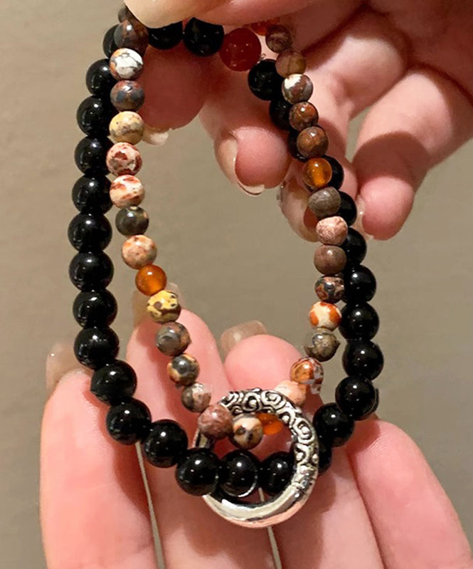 Chinese Style Copper Overgild Glass Ping Buckle Beading Bracelet