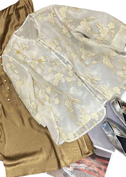 Chinese Style Embroideried Tops And Skirts Two Pieces Set Summer