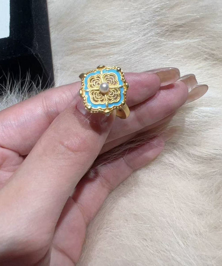 Chinese Style Gold Ancient Gold Pearl Rings