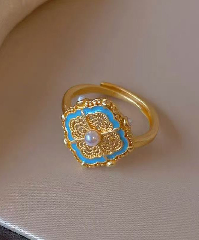 Chinese Style Gold Ancient Gold Pearl Rings
