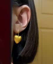 Chinese Style Gold Antique Gold Love Hoop Earrings