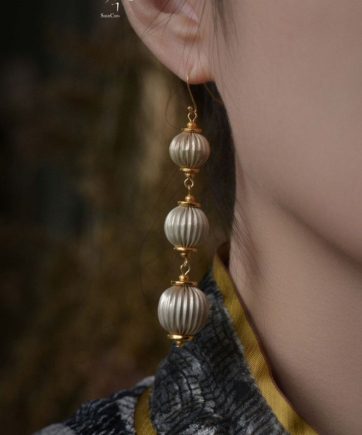 Chinese Style Gold Copper Alloy LanternDrop Earrings