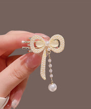 Chinese Style Gold Copper Alloy Pearl Butterfly Tassel Hairpin