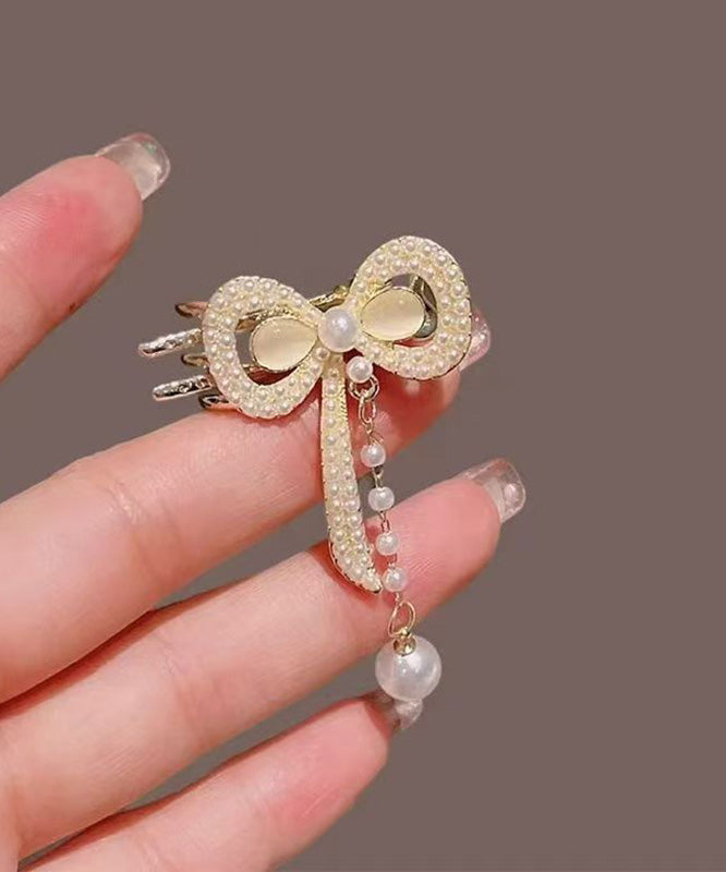 Chinese Style Gold Copper Alloy Pearl Butterfly Tassel Hairpin