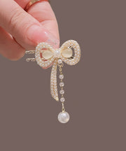 Chinese Style Gold Copper Alloy Pearl Butterfly Tassel Hairpin