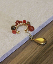 Chinese Style Gold Stainless Steel Overgild Water Drop Hoop Earrings