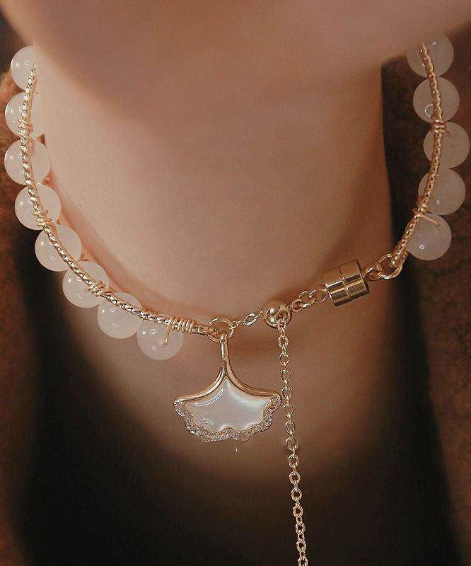Chinese Style Gold Sterling Silver Overgild Drop Glaze Ginkgo Leaves Charm Bracelet
