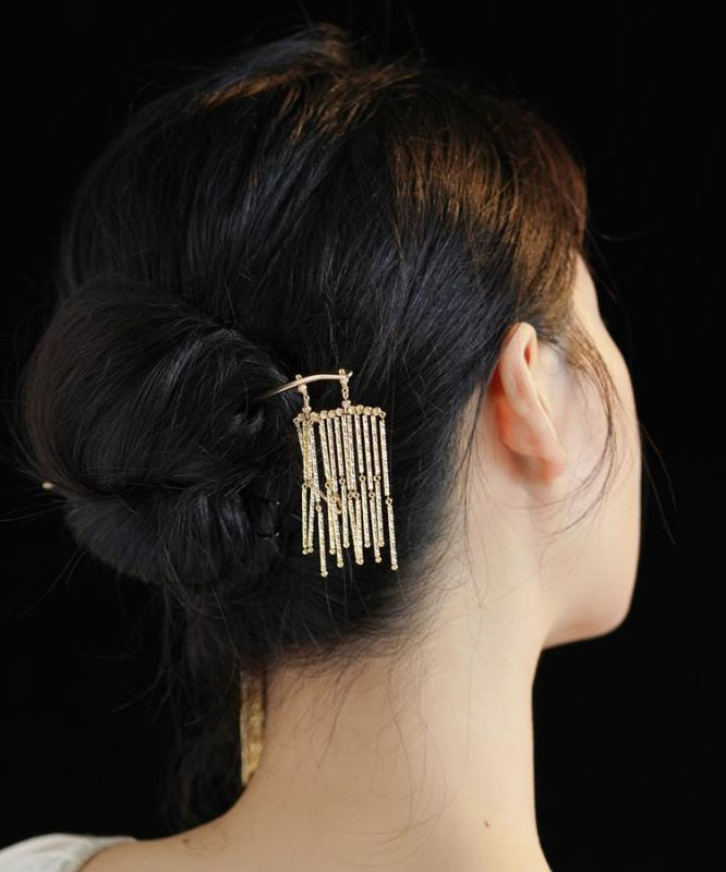 Chinese Style Gold Sterling Silver Overgild Tassel Hairpin