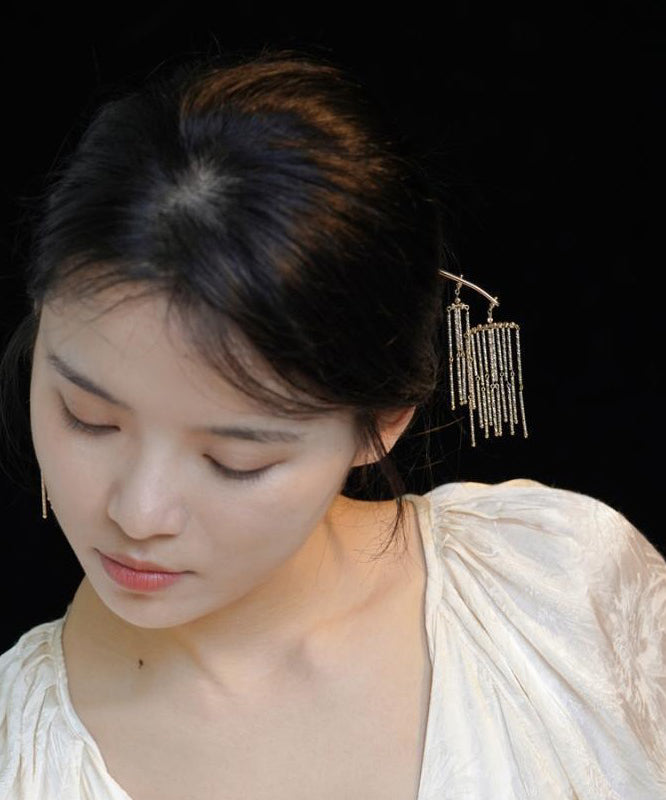 Chinese Style Gold Sterling Silver Overgild Tassel Hairpin