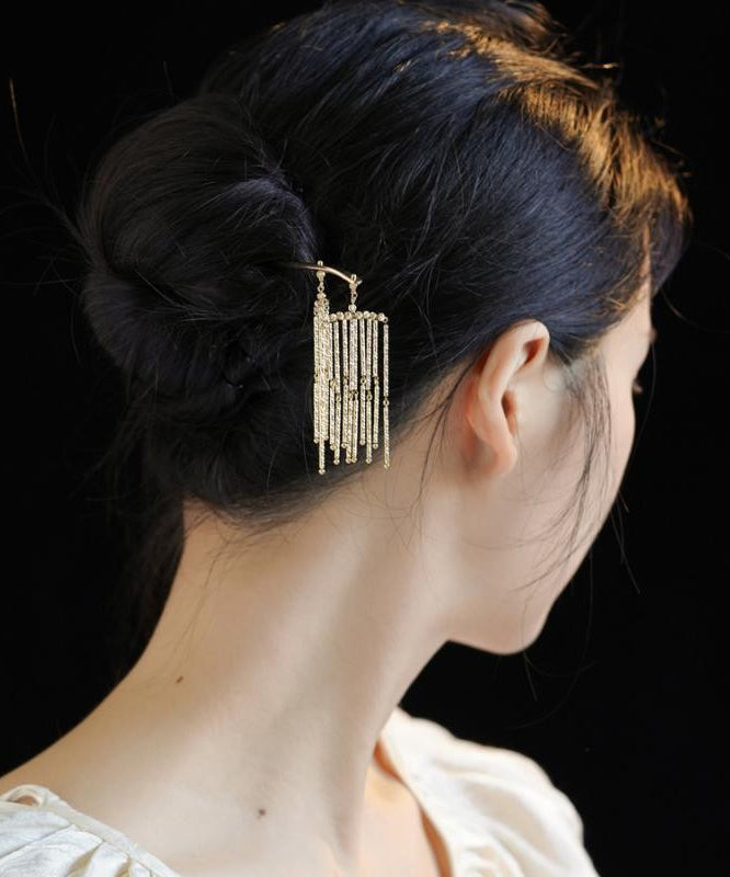 Chinese Style Gold Sterling Silver Overgild Tassel Hairpin