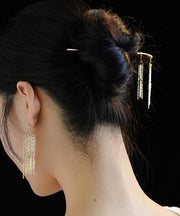 Chinese Style Gold Sterling Silver Overgild Tassel Hairpin