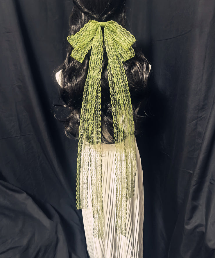 Chinese Style Green Alloy Lace Bow Ribbon Hairpin