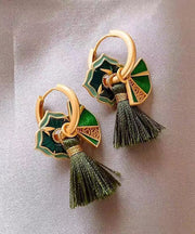 Chinese Style Green Copper Alloy Tassel Drop Earrings