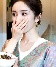 Chinese Style Green Copper Alloy Tassel Drop Earrings