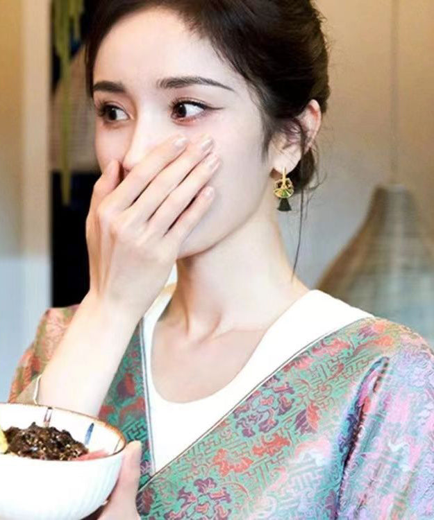 Chinese Style Green Copper Alloy Tassel Drop Earrings