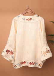 Chinese Style Green Embroidered Button Silk Blouses Fall