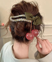 Chinese Style Green Plastics Cloth Cherry Hairpin