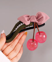 Chinese Style Green Plastics Cloth Cherry Hairpin