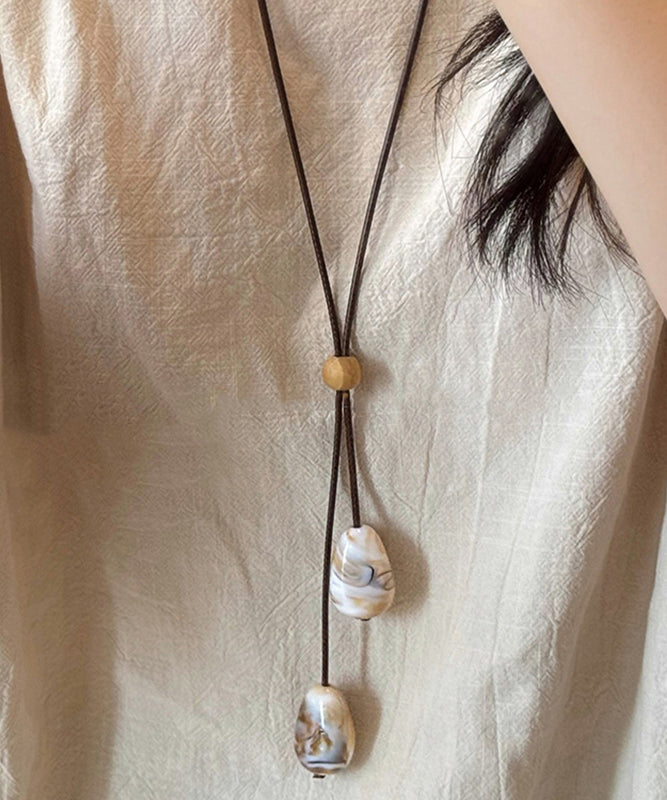 Chinese Style Green Weave Bodhi Ping Buckle Retractable Pendant Necklace