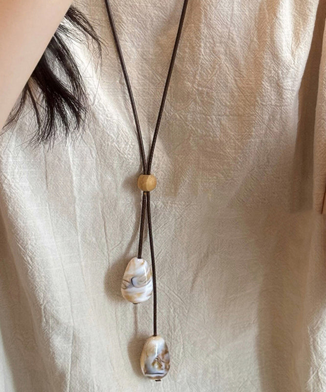 Chinese Style Green Weave Bodhi Ping Buckle Retractable Pendant Necklace