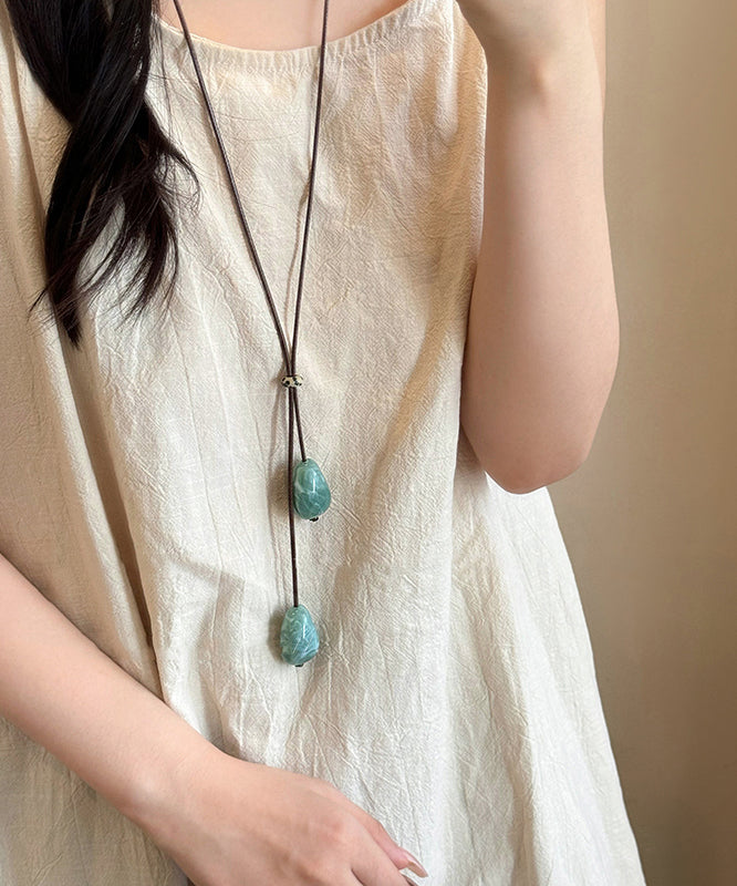 Chinese Style Green Weave Bodhi Ping Buckle Retractable Pendant Necklace